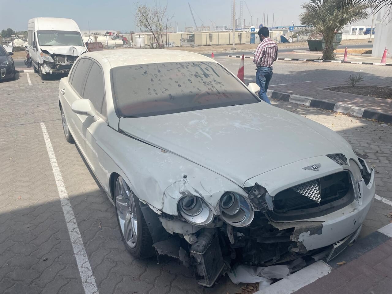 Luxury saloon with front damage