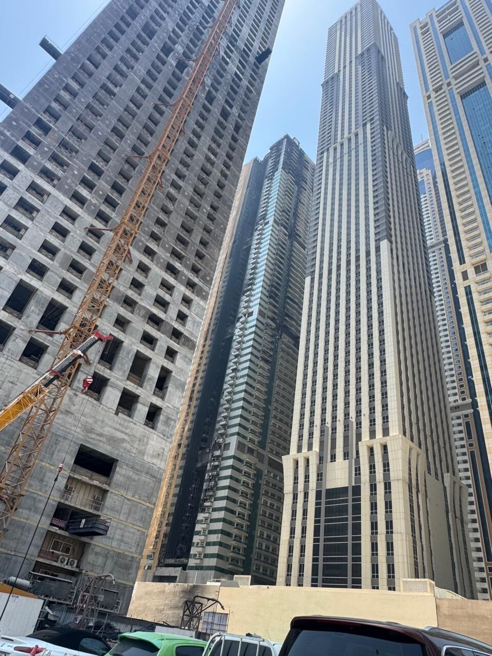 Dubai towers including the affected building